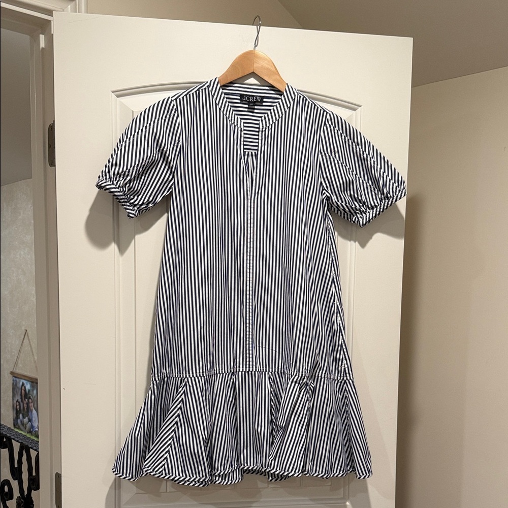 J. Crew Black and White Striped Casual Dress